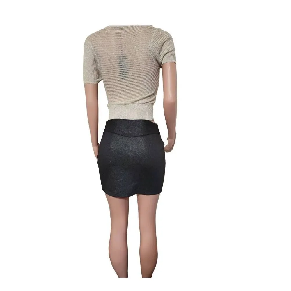 Ceci Women's black glitter mini texture skirt size M